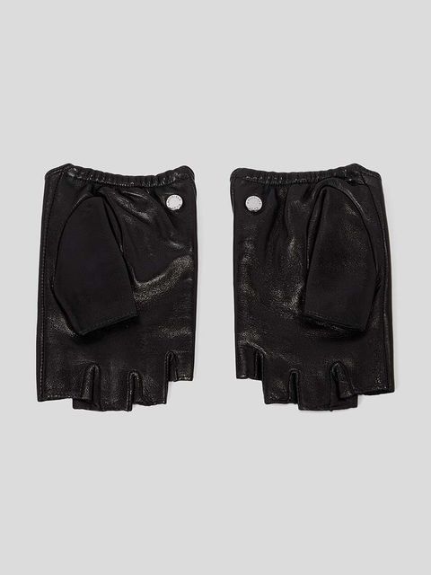 Karl Lagerfeld mitenki skórzane damskie kolor czarny