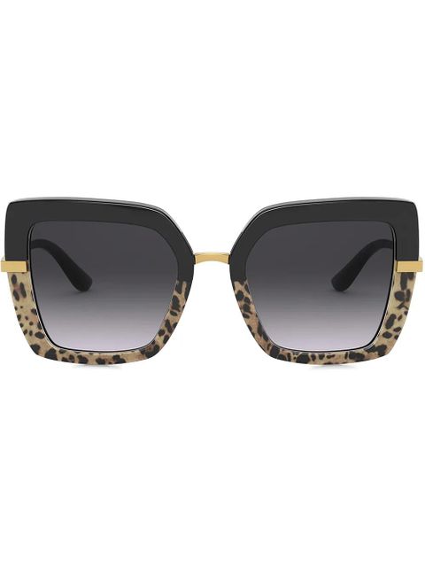 Dolce & Gabbana Eyewear Half Print square-frame sunglasses - Black - zdjęcie produktu nr 1