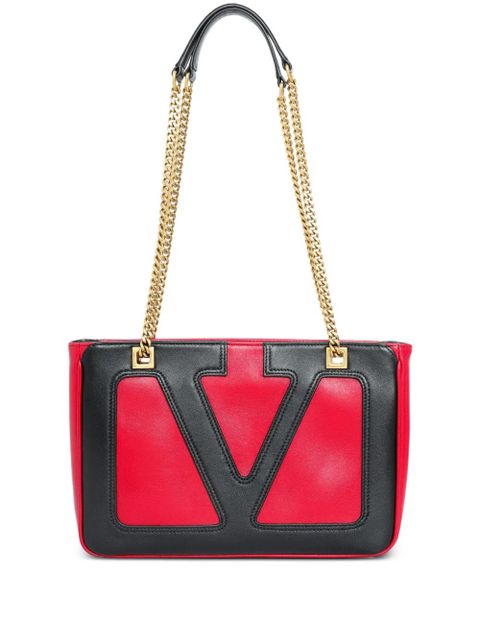 Valentino Garavani V-logo chain tote bag - Red - zdjęcie produktu nr 1
