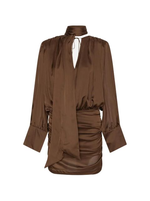 ROTATE BIRGER CHRISTENSEN chiffon V-neck dress - Brown - zdjęcie produktu nr 1
