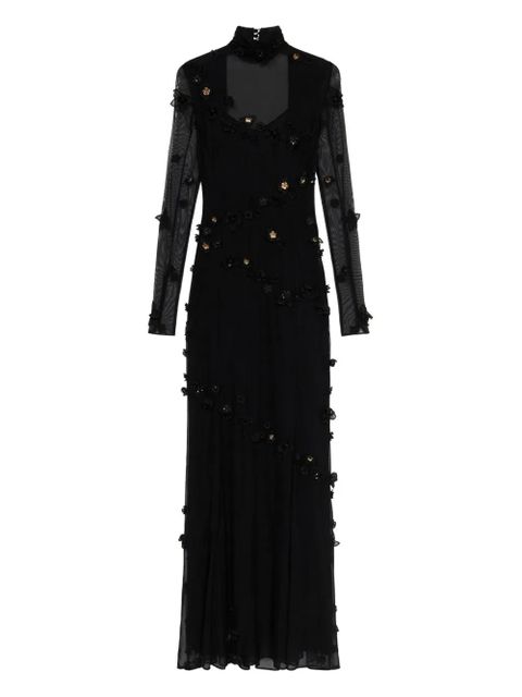 Blumarine floral-embellished maxi dress - Black - zdjęcie produktu nr 1