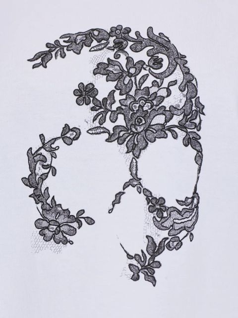 Alexander McQueen lace-skull T-shirt - White