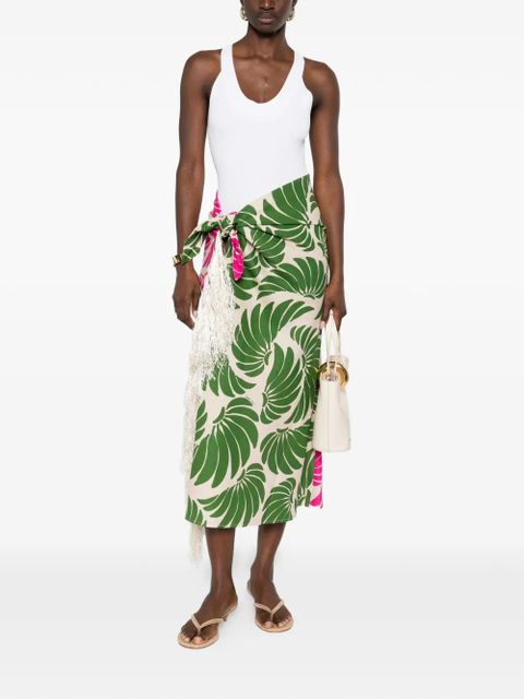 FARM Rio fringe floral-print skirt - Green - zdjęcie produktu nr 2