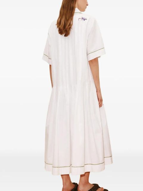 ALEMAIS Camelia embroidered pleated shirtdress - White