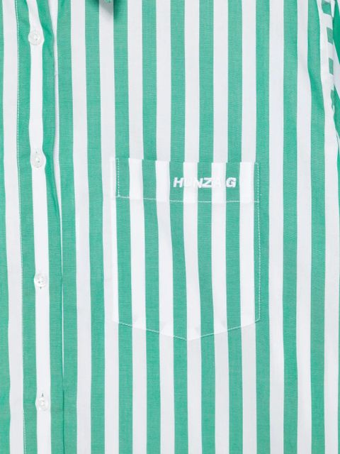 Hunza G stripe embroidered patch shirt - Green