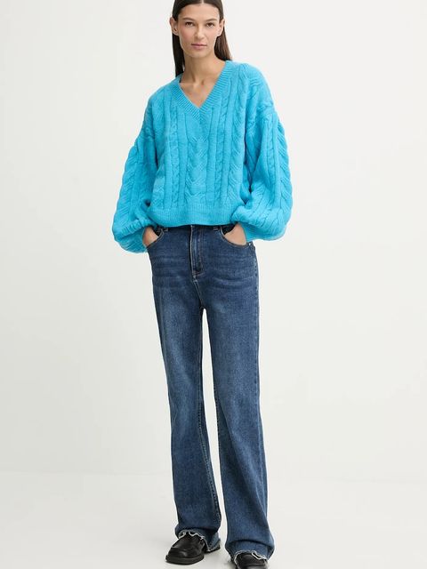 Answear.LAB sweter z wełną damski kolor niebieski ciepły