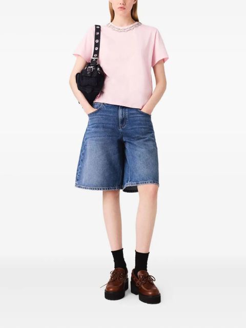 Maje short-sleeve jewel neck T-shirt - Pink