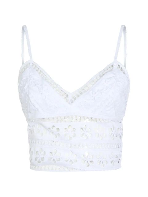 Charo Ruiz Ibiza Melie floral-embroidered V-neck top - White - zdjęcie produktu nr 1