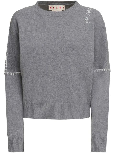 Marni whipstitch-trim sweater - Grey - zdjęcie produktu nr 1