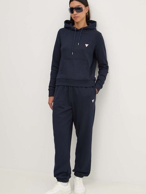 Guess Jeans bluza damska kolor granatowy z kapturem gładka W4YQ04 KC811 - zdjęcie produktu nr 2