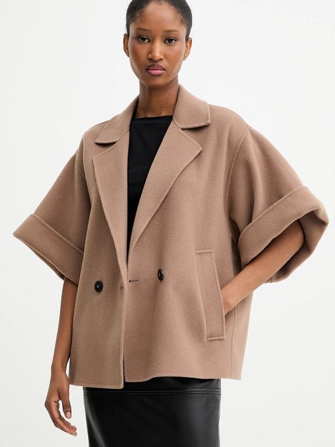 Weekend Max Mara płaszcz wełniany PERA damski kolor brązowy przejściowy oversize 2525086021600 - zdjęcie produktu nr 1
