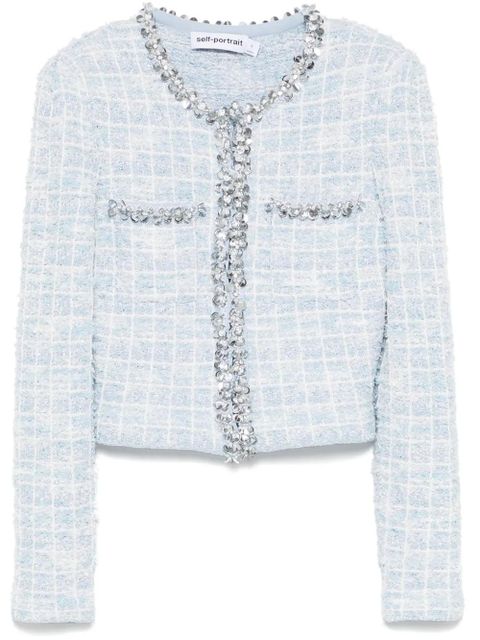 Self-Portrait checked cardigan - Blue - zdjęcie produktu nr 1