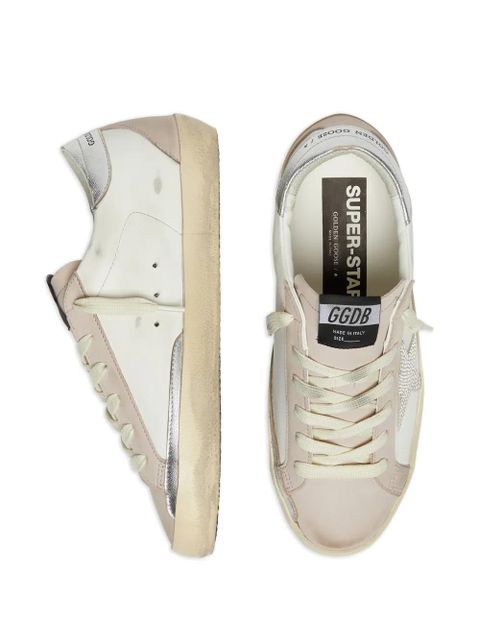 Golden Goose Super Star leather upper nebuk toe and spur suede star with crystal laminated heel - White