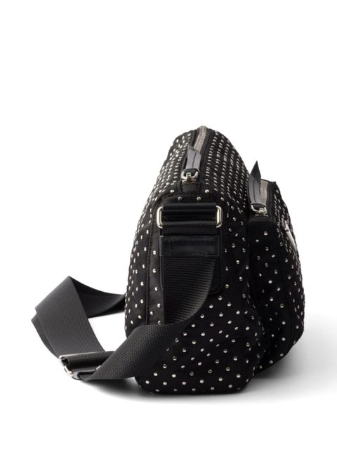 Prada studded Re-Nylon shoulder bag - Black