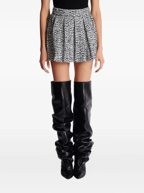 Balmain high-waisted tweed pleated mini skirt - White