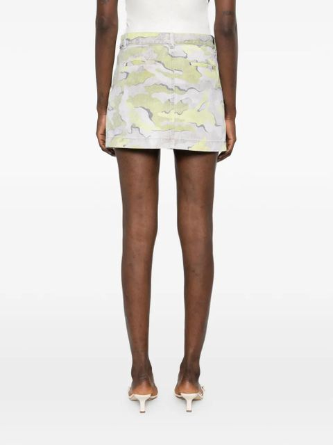 PINKO camouflage-print cotton mini skirt - Grey