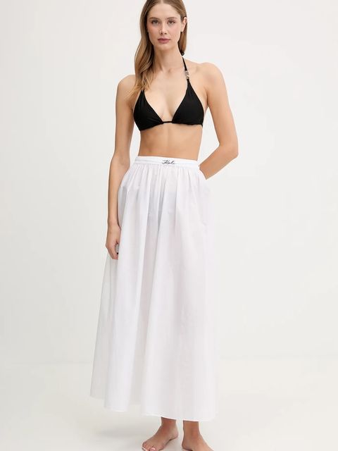 Karl Lagerfeld spódnica bawełniana kolor biały maxi rozkloszowana A2W46043