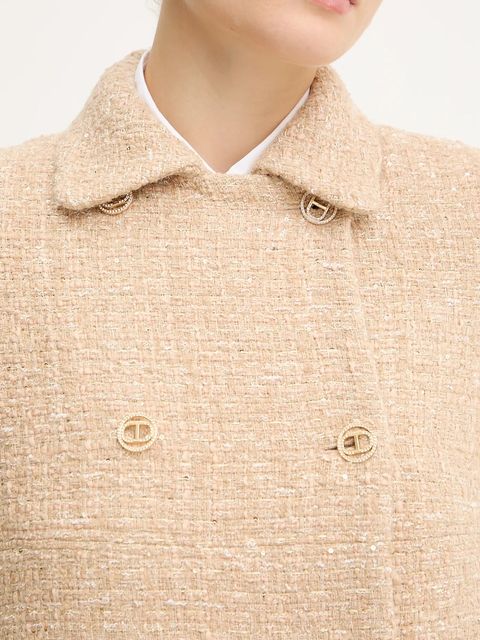 Twinset płaszcz z wełną kolor beżowy 252TP2141