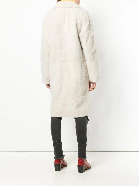 Yves Salomon oversized shearling coat - White