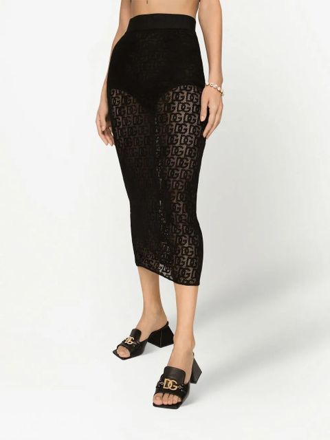 Dolce & Gabbana DG-logo tulle pencil skirt - Black