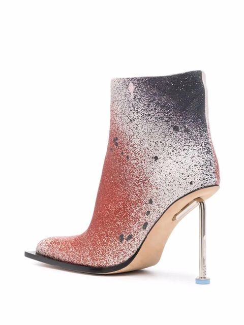 Off-White paint splatter stiletto boots - Orange