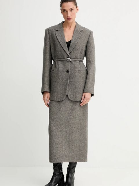 ISABELLE BLANCHE spódnica z dodatkiem wełny kolor szary maxi prosta IS25FW-G081-T012