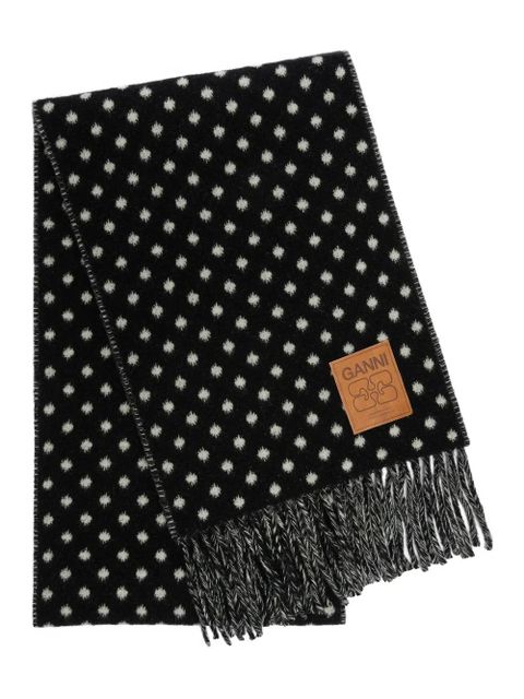 GANNI polka-dot fringed scarf - Black - zdjęcie produktu nr 1