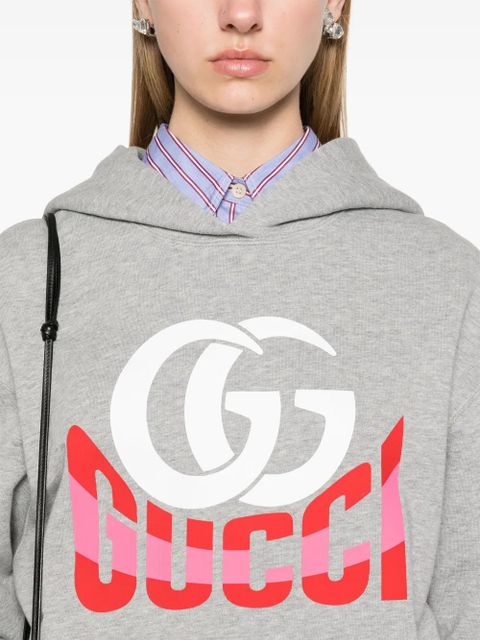 Gucci logo-print hoodie - Grey