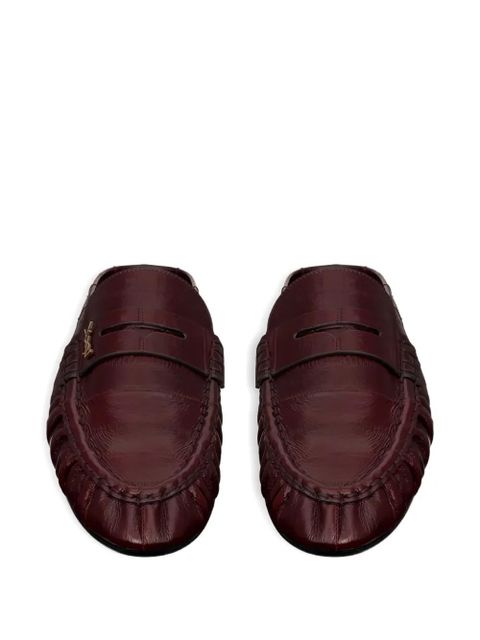 Saint Laurent logo pleated mules - Red - zdjęcie produktu nr 2