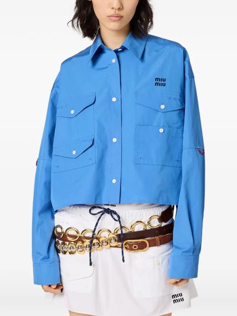 Miu Miu flap-pockets logo-detail mini skirt - White - zdjęcie produktu nr 2