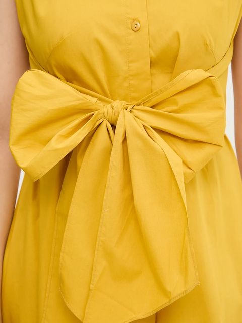 Answear.LAB sukienka bawełniana kolor żółty midi rozkloszowana