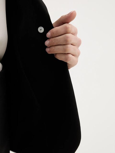 Weekend Max Mara marynarka wełniana LAMINE kolor czarny jednorzędowa gładka 2615041071600