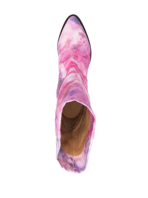 ISABEL MARANT 65mm Rouxa tie-dye print denim boots - Pink