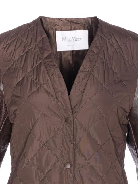 Max Mara quilted leather sleeve berta coat - Brown