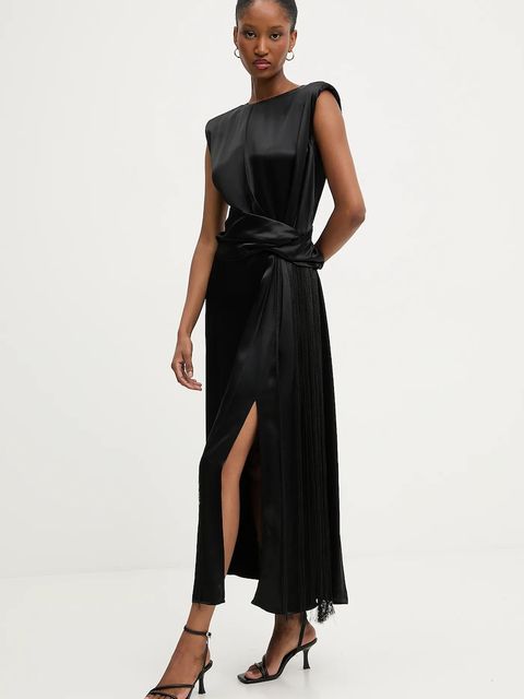 Answear.LAB sukienka kolor czarny midi rozkloszowana - zdjęcie produktu nr 2