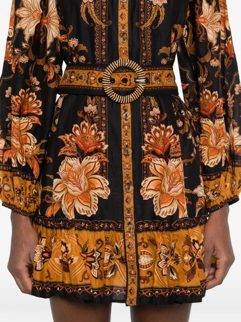 FARM Rio floral-print belted dress - Black