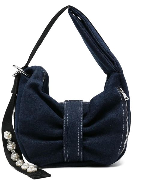Simone Rocha bow pearl-embellished shoulder bag - Blue