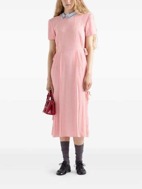Prada bow-embellished crepe midi dress - Pink - zdjęcie produktu nr 2