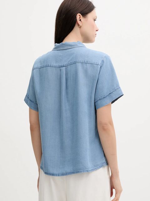 United Colors of Benetton koszula damska kolor niebieski relaxed z kołnierzykiem klasycznym 5KHNDQ0BW
