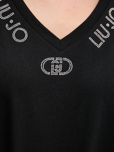 Liu Jo t-shirt bawełniany damski kolor czarny TF5143.JS003