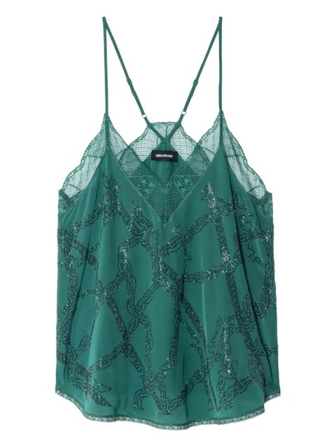 Zadig&Voltaire lace-trimmed top - Green