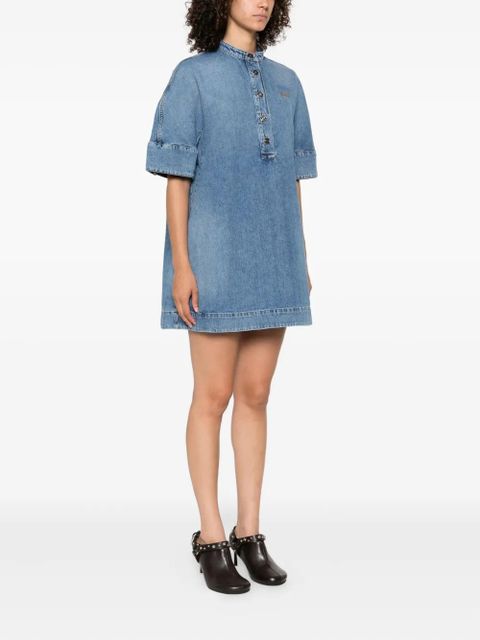 Givenchy embroidered button-placket mini dress - Blue