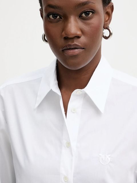 Pinko koszula bawełniana damska kolor biały relaxed z kołnierzykiem klasycznym 105591 A2T4