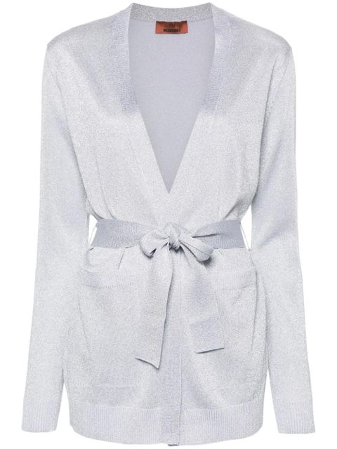 Missoni metallic-threading belted cardigan - Silver - zdjęcie produktu nr 1