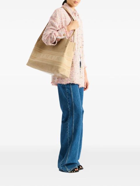 Balmain medium Release tote bag in cotton bouclé - Neutrals - zdjęcie produktu nr 2