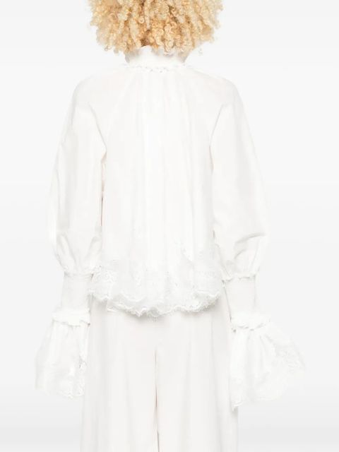 ZIMMERMANN Alchemy lace-trim gathered shirt - White