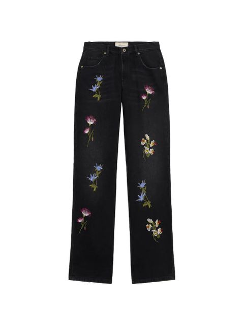 Blumarine floral-embroidered trousers - Black - zdjęcie produktu nr 1