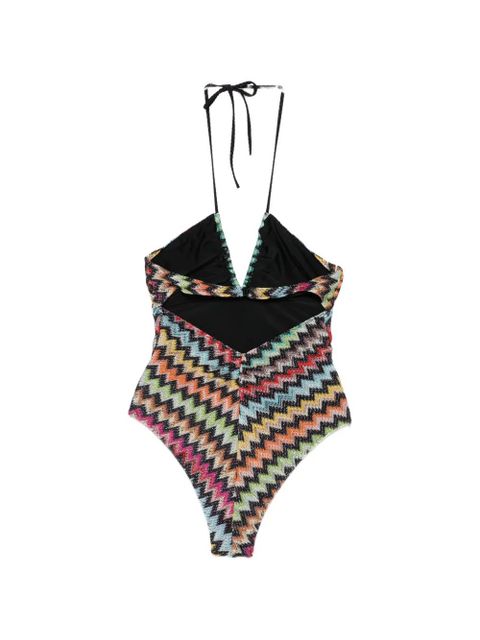 Missoni zigzag-knit halterneck swimsuit - Blue - zdjęcie produktu nr 2