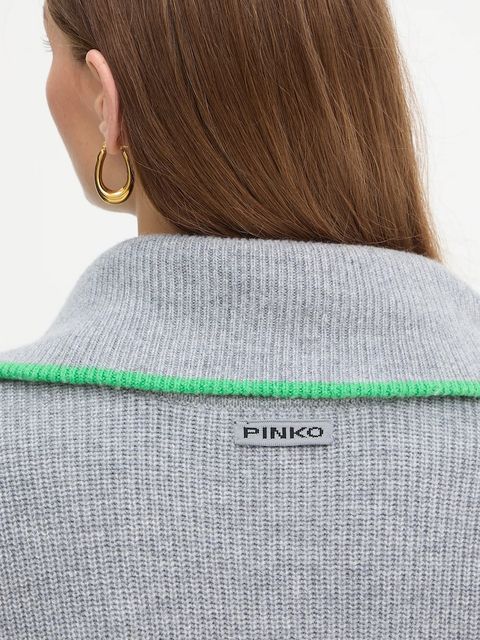 Pinko sweter z dodatkiem wełny damski kolor szary z półgolfem 105448 A2Q9