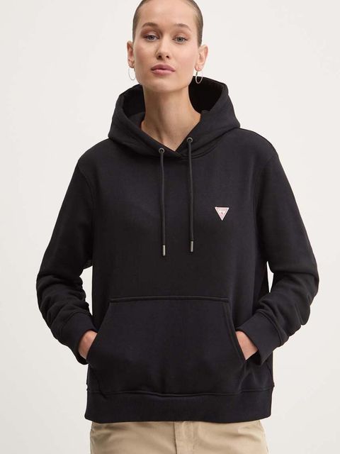 Guess Jeans bluza damska kolor czarny z kapturem gładka W4YQ04 KC811 - zdjęcie produktu nr 1